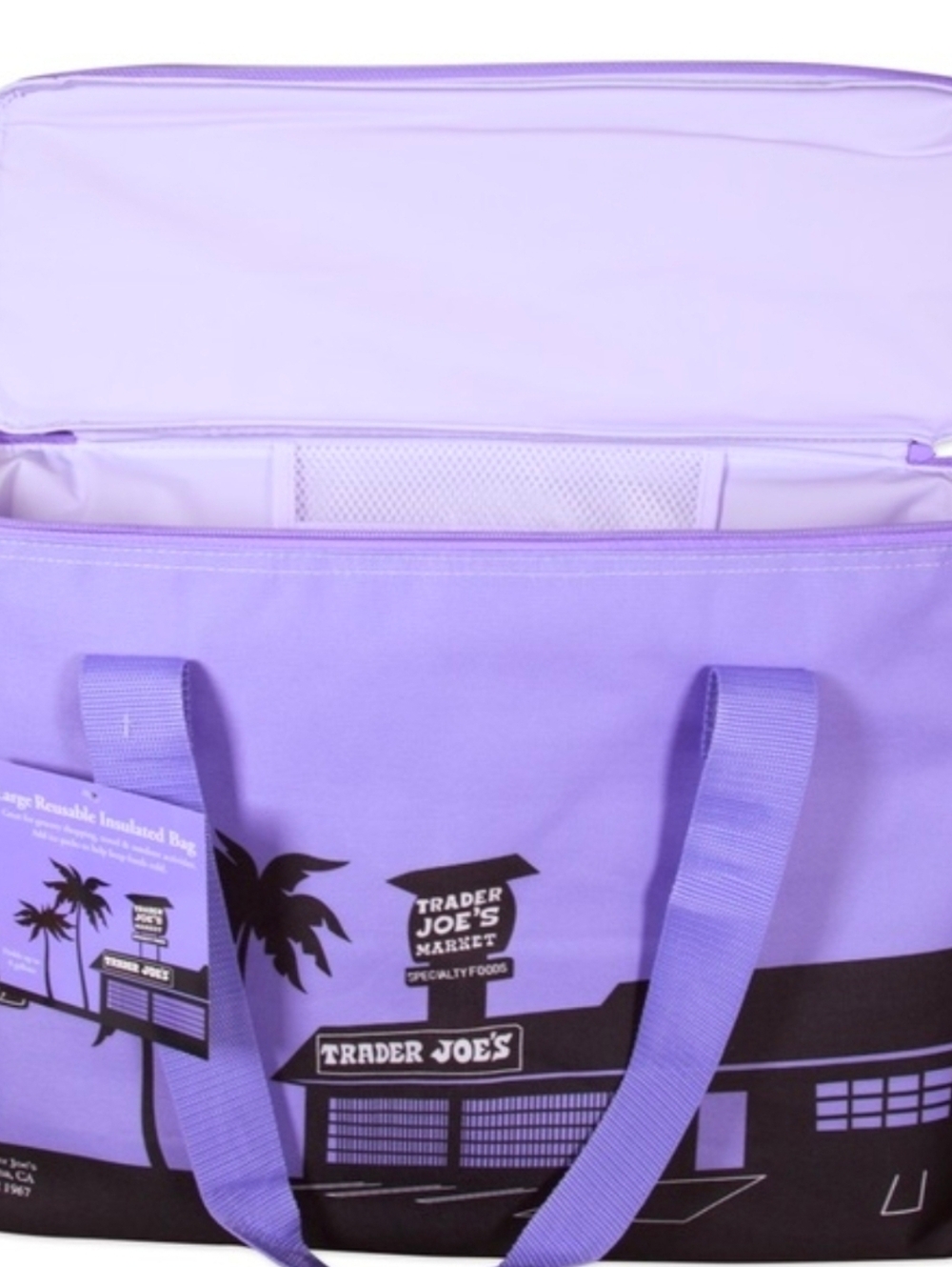 NWT- Trader Joe's Insulated  Lavender Reusable Market Tote